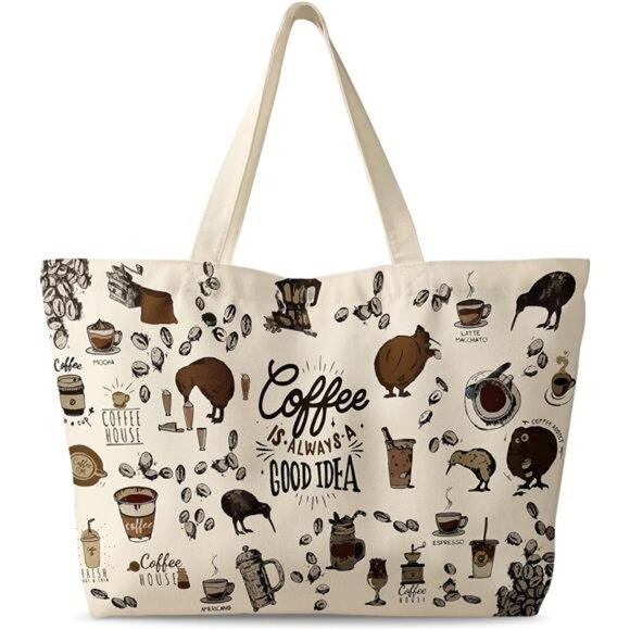 Large Tote Bag for Women Coffee House - Picture 1 of 6